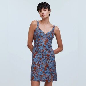 NWT Sweetheart Mini Dress in Floral 100% Linen size 2